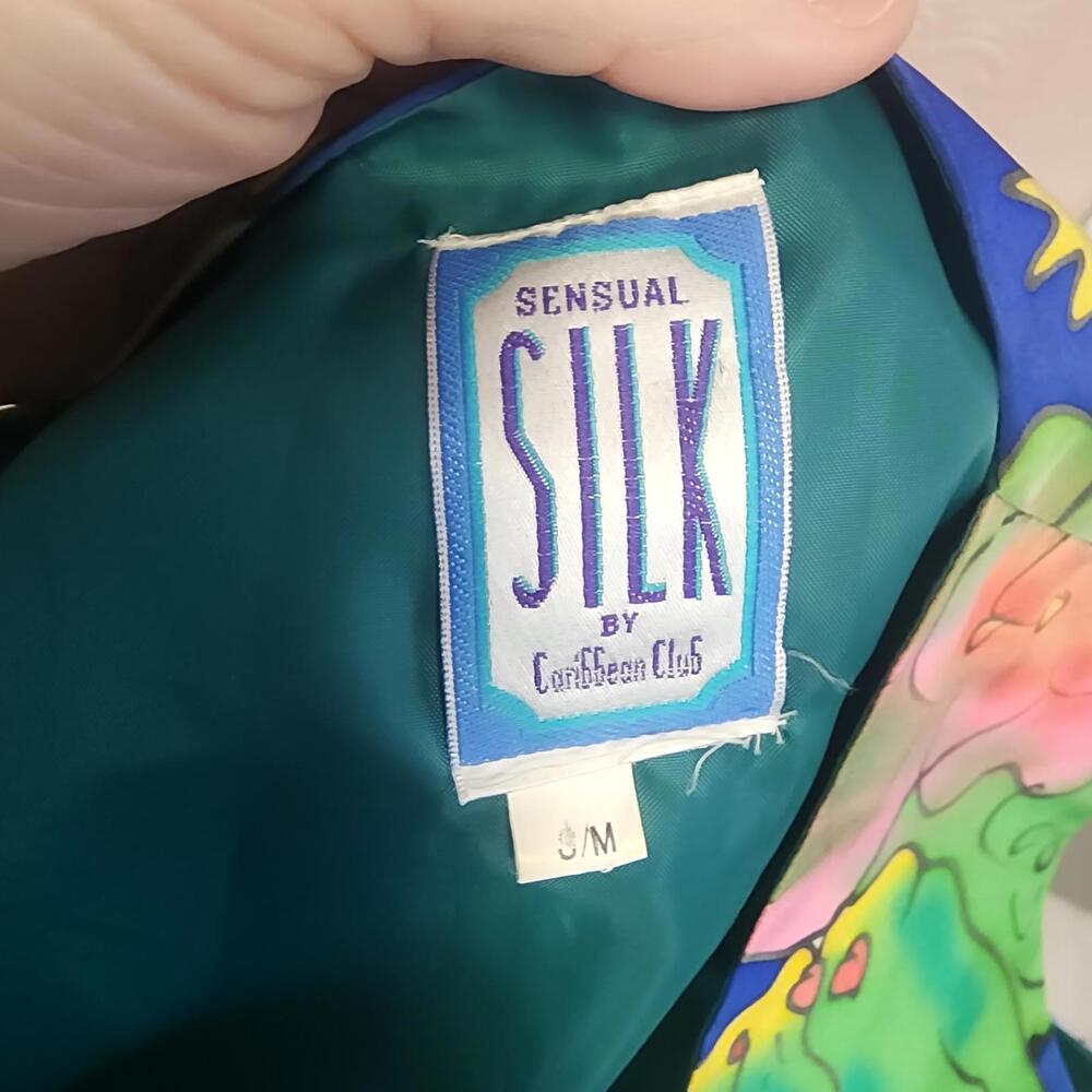 LKNW vintage 90's Sensual Silk by Caribbean Club M mens vest colorful - Picture 7 of 7